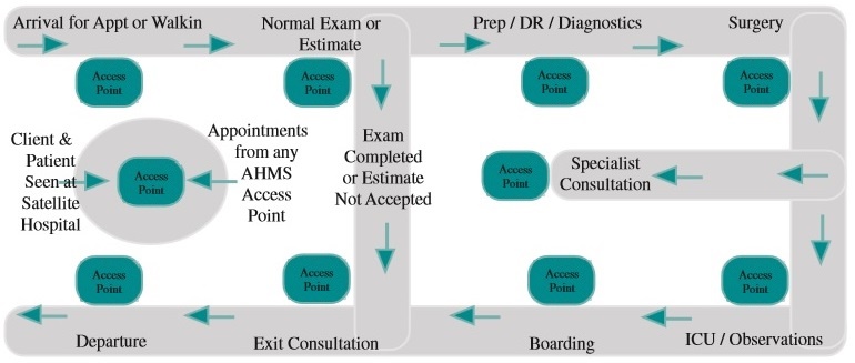 AHMS Workflow at a Large Animal Hospital or Multiple Sites